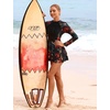 image:imageIDOPIP Womens Floral Print One Piece Swimsuit Swim Dress with Shorts Long Sleeve Surfing Rash Guard Two Piece Bathing SuitsRed
