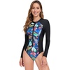 image:imageIDOPIP Womens Long Sleeve Rash Guard UPF 50 UV Sun Protection Swim Shirts One Piece Swimsuit Surfing Beachwear Bathing SuitBlack  Blue