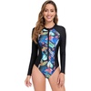 image:imageIDOPIP Womens Long Sleeve Rash Guard UPF 50 UV Sun Protection Swim Shirts One Piece Swimsuit Surfing Beachwear Bathing SuitBlack  Blue