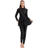 image:imageIDOPIP Womens Modest Muslim Swimsuit Islamic Long Sleeve Rash Guard Burkini Beach Bathing Suit Sun Protection Swimming SuitBlack