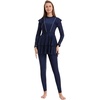 image:imageIDOPIP Womens Modest Muslim Swimsuit Islamic Long Sleeve Rash Guard Burkini Beach Bathing Suit Sun Protection Swimming SuitNavy Blue