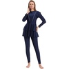 image:imageIDOPIP Womens Modest Muslim Swimsuit Islamic Long Sleeve Rash Guard Burkini Beach Bathing Suit Sun Protection Swimming SuitNavy Blue