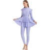 image:imageIDOPIP Womens Modest Muslim Swimsuit Islamic Long Sleeve Rash Guard Burkini Beach Bathing Suit Sun Protection Swimming SuitPurple