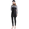 image:imageIDOPIP Womens Muslim Modest Swimsuit Islamic Long Sleeve Burkini Swimming Suit Top  Pants  Hijab Cap 3 Piece Bathing SuitBlack