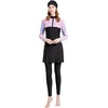 image:imageIDOPIP Womens Muslim Modest Swimsuit Islamic Long Sleeve Burkini Swimming Suit Top  Pants  Hijab Cap 3 Piece Bathing SuitPink