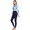 image:imageIDOPIP Womens Muslim Modest Swimsuit Long Sleeve Rashguard Bathing Suit Islamic Swimming Suit Full Cover Burkini with HijabNavy Bluepalm Tree Print