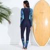image:imageIDOPIP Womens One Piece Rash Guard Swimsuit UPF 50 Long Sleeve Zipper Sun Protection Surfing Swimwear Athletic Bathing SuitBlue Leaves