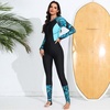 image:imageIDOPIP Womens One Piece Rash Guard Swimsuit UPF 50 Long Sleeve Zipper Sun Protection Surfing Swimwear Athletic Bathing SuitGreen Leaves