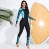 image:imageIDOPIP Womens One Piece Rash Guard Swimsuit UPF 50 Long Sleeve Zipper Sun Protection Surfing Swimwear Athletic Bathing SuitGreen Leaves