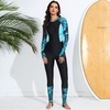 image:imageIDOPIP Womens One Piece Rash Guard Swimsuit UPF 50 Long Sleeve Zipper Sun Protection Surfing Swimwear Athletic Bathing SuitGreen Leaves