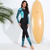 image:imageIDOPIP Womens One Piece Rash Guard Swimsuit UPF 50 Long Sleeve Zipper Sun Protection Surfing Swimwear Athletic Bathing SuitGreen Leaves