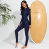 image:imageIDOPIP Womens One Piece Rash Guard Swimsuit UPF 50 Long Sleeve Zipper Sun Protection Surfing Swimwear Athletic Bathing SuitNavy Blue