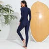 image:imageIDOPIP Womens One Piece Rash Guard Swimsuit UPF 50 Long Sleeve Zipper Sun Protection Surfing Swimwear Athletic Bathing SuitNavy Blue