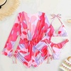 image:imageIDOPIP Womens One Piece Swimsuit Cover up with Bikini Set 3 Piece Swimsuits Printed Halter Bikini Bathing Suit BeachwearPink 3pcs