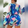 image:imageIDOPIP Womens One Piece Swimsuit Cover up with Bikini Set 3 Piece Swimsuits Printed Halter Bikini Bathing Suit BeachwearRoyal Blue 3pcs