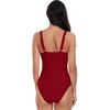 image:imageIDOPIP Womens One Piece Tummy Control Swimsuit Mesh Patchwork Floral Print Swimming Suit Deep V Neck Bathing Suit SwimwearWine