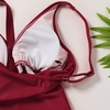 image:imageIDOPIP Womens One Piece Tummy Control Swimsuit Mesh Patchwork Floral Print Swimming Suit Deep V Neck Bathing Suit SwimwearWine