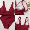 image:imageIDOPIP Womens One Piece Tummy Control Swimsuit Mesh Patchwork Floral Print Swimming Suit Deep V Neck Bathing Suit SwimwearWine