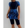 image:imageIDOPIP Womens Rash Guard Set 2 Piece Swimsuit Bathing Suit with Swimdress Shorts Modest Swimwear for Swimming Surfing BeachNavy Blue