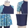 image:imageIDOPIP Womens Rash Guard Set 2 Piece Swimsuit Bathing Suit with Swimdress Shorts Modest Swimwear for Swimming Surfing BeachNavy Blue Floral