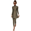 image:imageMuslim Swimsuits for Women Modest Islamic Swimwear Burkini Full Cover Rash Guard Top Pants Set Two Piece Bathing SuitsArmy Green  Split