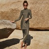 image:imageMuslim Swimsuits for Women Modest Islamic Swimwear Burkini Full Cover Rash Guard Top Pants Set Two Piece Bathing SuitsArmy Green  Split