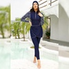 image:imageMuslim Swimsuits for Women Modest Swimwear Burkini Full Cover Hijab Bodysuit TopPantsSkirtCap 4PCS Set Bathing SuitsDark Blue Diamond