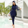 image:imageMuslim Swimsuits for Women Modest Swimwear Burkini Full Cover Hijab Bodysuit TopPantsSkirtCap 4PCS Set Bathing SuitsDark Blue Diamond