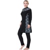 image:imagePlus Size Muslim Swimsuits for Women Modest Islamic Swimwear Burkini Full Cover Hijab Top Pants 3PCS Fat Bathing SuitsBlack Floral