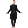 image:imagePlus Size Muslim Swimsuits for Women Modest Islamic Swimwear Burkini Full Cover Hijab Top Pants 3PCS Fat Bathing SuitsBlack Print