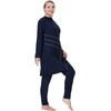 image:imagePlus Size Muslim Swimsuits for Women Modest Islamic Swimwear Burkini Full Cover Hijab Top Pants 3PCS Fat Bathing SuitsNavy Blue Print