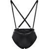 image:imageWomens 2PCS Metallic Shiny Teddy Bodysuit and Bandeau Tube Top Suspender Swimsuit Bikini Set Night Rave Dance CostumeBlack