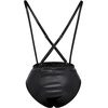 image:imageWomens 2PCS Metallic Shiny Teddy Bodysuit and Bandeau Tube Top Suspender Swimsuit Bikini Set Night Rave Dance CostumeBlack