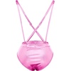 image:imageWomens 2PCS Metallic Shiny Teddy Bodysuit and Bandeau Tube Top Suspender Swimsuit Bikini Set Night Rave Dance CostumePink