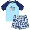 image:imageIDOPIP Boys Rash Guard Swimsuit Set UPF 50 Swim Shirt and Trunks for Beach  2PCS UPF 50 Sun Protection Swim Set with Quick Dry Rash Guard Shirt and Matching Swim Trunks For Beach Pool And VacationBlue