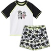 image:imageIDOPIP Boys Rash Guard Swimsuit Set UPF 50 Swim Shirt and Trunks for Beach  2PCS UPF 50 Sun Protection Swim Set with Quick Dry Rash Guard Shirt and Matching Swim Trunks For Beach Pool And VacationBlack