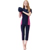 image:imageIDOPIP Burkini Swimsuit for Women Modest Muslim Swimsuit Islamic Long Sleeve Burkini Full Cover Hijab Top Pants Bathing SuitNavy Blue  Hot Pink