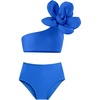 image:imageIDOPIP Girls 3D Flower One Shoulder Swimsuit Bikini Sets Kids Two Pieces Bathing Suits Ruffle Beach Swimwear CostumeBlue