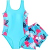 image:imageIDOPIP Girls One Piece Swimsuit with Shorts 2 Piece Bathing Suit Kids Tankini Swimwear Modest Swimsuits for Teen Girls 714YBlue