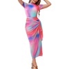 image:imageIDOPIP Muslim Burkini Swimsuit for Women Modest Islamic Swimwear with Beach Skirt  Cover up Sarong  Pants 4PCS Bathing SuitTiedye