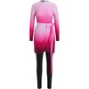 image:imageIDOPIP Muslim Burkini Swimsuit for Womens Gradient One Piece Swimsuit with Cover up Skirt  Pants 3PCS Modest Bathing SuitPink