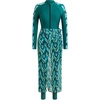 image:imageIDOPIP Muslim Burkini Swimsuit for Womens One Piece Swimsuit with Beach Skirt Cover up SarongPants 3PCS Modest Bathing SuitCyan