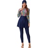image:imageIDOPIP Muslim Burkini Swimsuits for Women Islamic Modest Swimwear Long Sleeve Full Cover Bathing Suit with Skirt Pants HijabNavy Blue