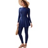 image:imageIDOPIP Muslim Burkini Swimsuits for Women Islamic Modest Swimwear Long Sleeve Rash Guard Beach Skirt Pants 3PCS Bathing SuitNavy Blue