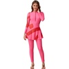 image:imageIDOPIP Muslim Burkini Swimsuits for Women Islamic Modest Swimwear Long Sleeve Rash Guard Beach Skirt Pants 3PCS Bathing SuitPink