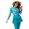 image:imageIDOPIP Muslim Burkini Swimsuits for Women Islamic Modest Swimwear Long Sleeve Swimdress Pants Hijab Full Cover Bathing SuitGreen