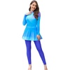 image:imageIDOPIP Muslim Burkini Swimsuits for Women Long Sleeve Swim Shirt Bodysuit with Pants Cover up Beach Skirt 34PCS Bathing SuitBlue 3pcs