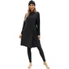 image:imageIDOPIP Muslim Burkini Swimsuits for Women Modest Swimsuit Islamic Arabic Swimwear Full Coverage Hijab Top Pants Bathing SuitsBlack