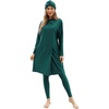 image:imageIDOPIP Muslim Burkini Swimsuits for Women Modest Swimsuit Islamic Arabic Swimwear Full Coverage Hijab Top Pants Bathing SuitsGreen