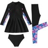 image:imageIDOPIP Muslim Swimsuits for Girls Kids Islamic Swimwear Burkini Full Long Sleeve Rash Guard Top Pants Modest Bathing Suit SetBlack 3pcs